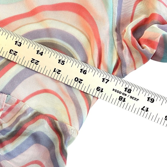 Madden NYC Semi-Sheer Ruched Corset Style Long Sleeve Top, Blushing Bride XL - Picture 4 of 8